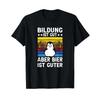Unisexs T Shirt With Gerunisex Text Bildung Ist Gut Aber Bier Guter Sauf Trink Black Vintage Washed Slightly Fashion Soft Stylish