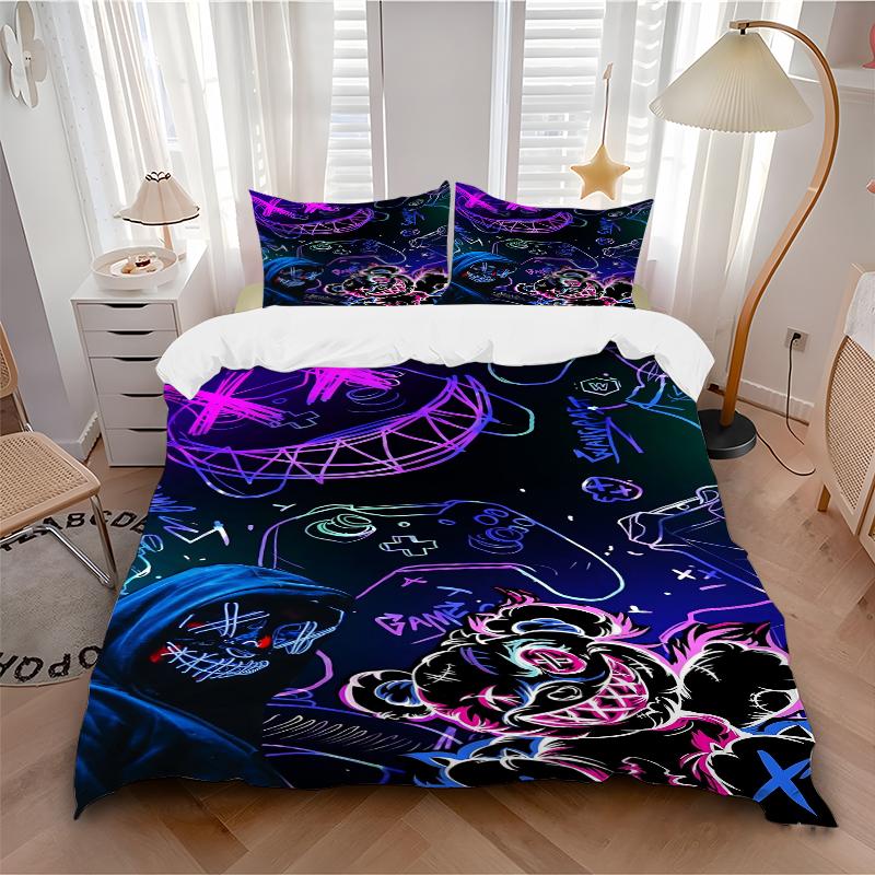 3Pcs Neon Artistic Creatures Bedding Sets For All Sizes New 3D Printed Bed Cover Comforter Duvet Cover Pillowcase Bedroom Decoration