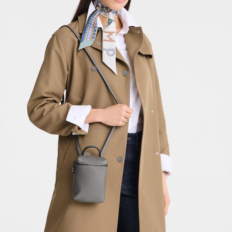 Longchamp Le Pliage Xtra Embossed Logo Leather Mini Shoulder Crossbody Bag Women Bags Dove-Gray 10285987P55