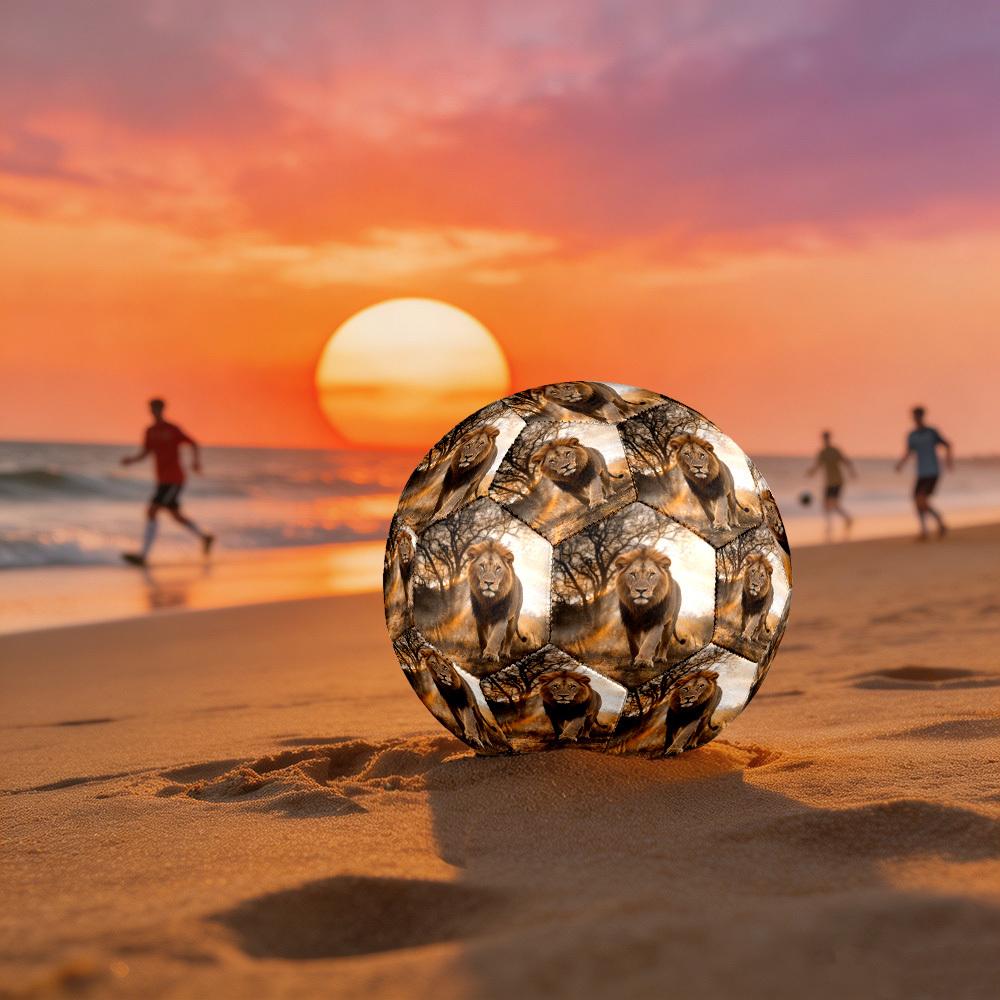 1pc Lion Wild Theme Soccer Ball Football, Size 5, Lightweight PVC, Outdoor Training Soccer Ball,Gift c657