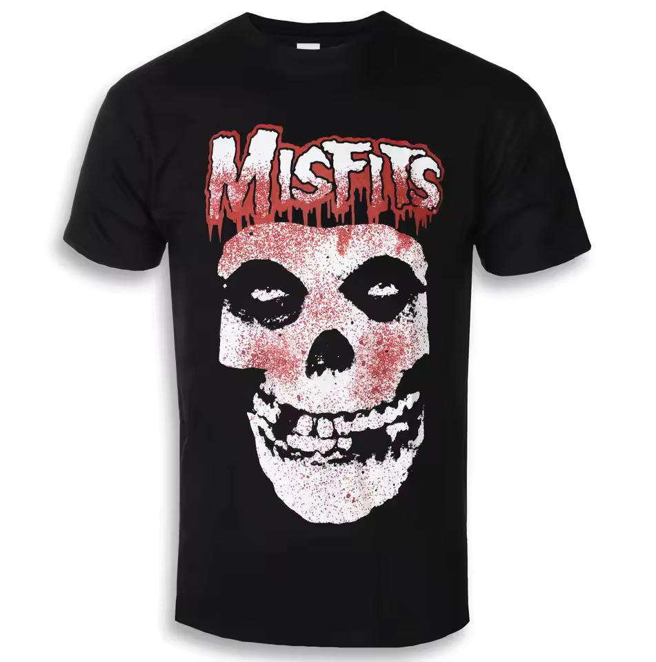 Misfits - Blood Drip Skull Art Pattern Horror Punk Band T-shirt Casual Street Style T-shirt Suitable for Both Men and Women