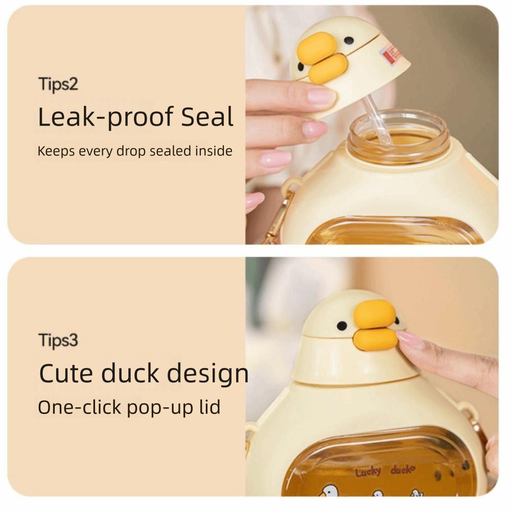 Duck Shape Cute Duck Bottle with Straw Large-Capacity Big Belly Cup Big Belly Water Bottle Running