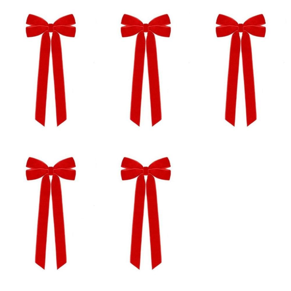 5Pcs Bow Christmas Bow Ornament Velvet Xmas Hanging Pendant Christmas Tree Bows  Christmas Decor