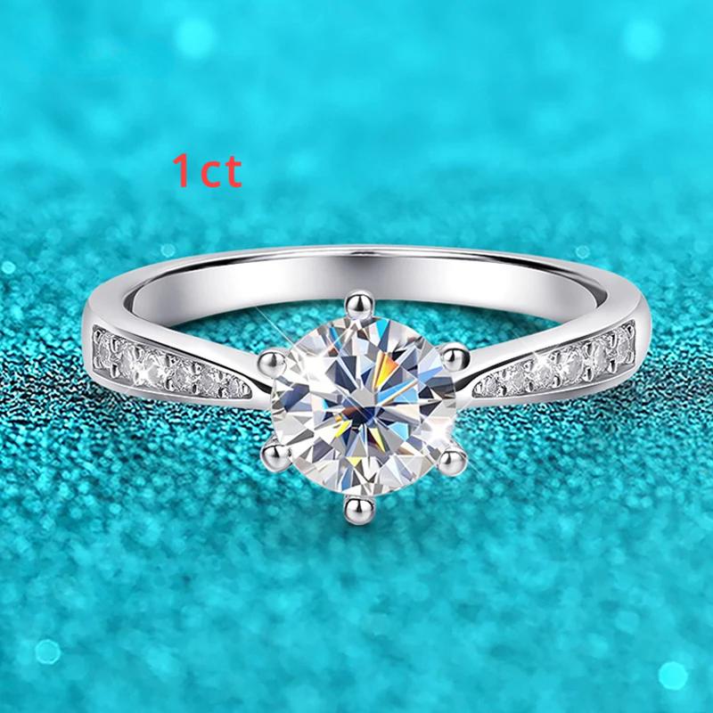 Настоящее обручальное кольцо с муассанитом 0,5-3 карата для женщин, стерлинговое серебро, круглые блестящие бриллиантовые пасьянсы, обручальные кольца, подарок