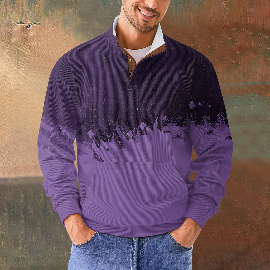 Мужская повседневная толстовка в стиле ретро с градиентным принтом