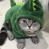 Halloween Cat Costume Dinosaur Cat Hoodies Small Dog Warm Jacket Cat Christmas Costume Pet Clothes for Puppy Kitten Red Green