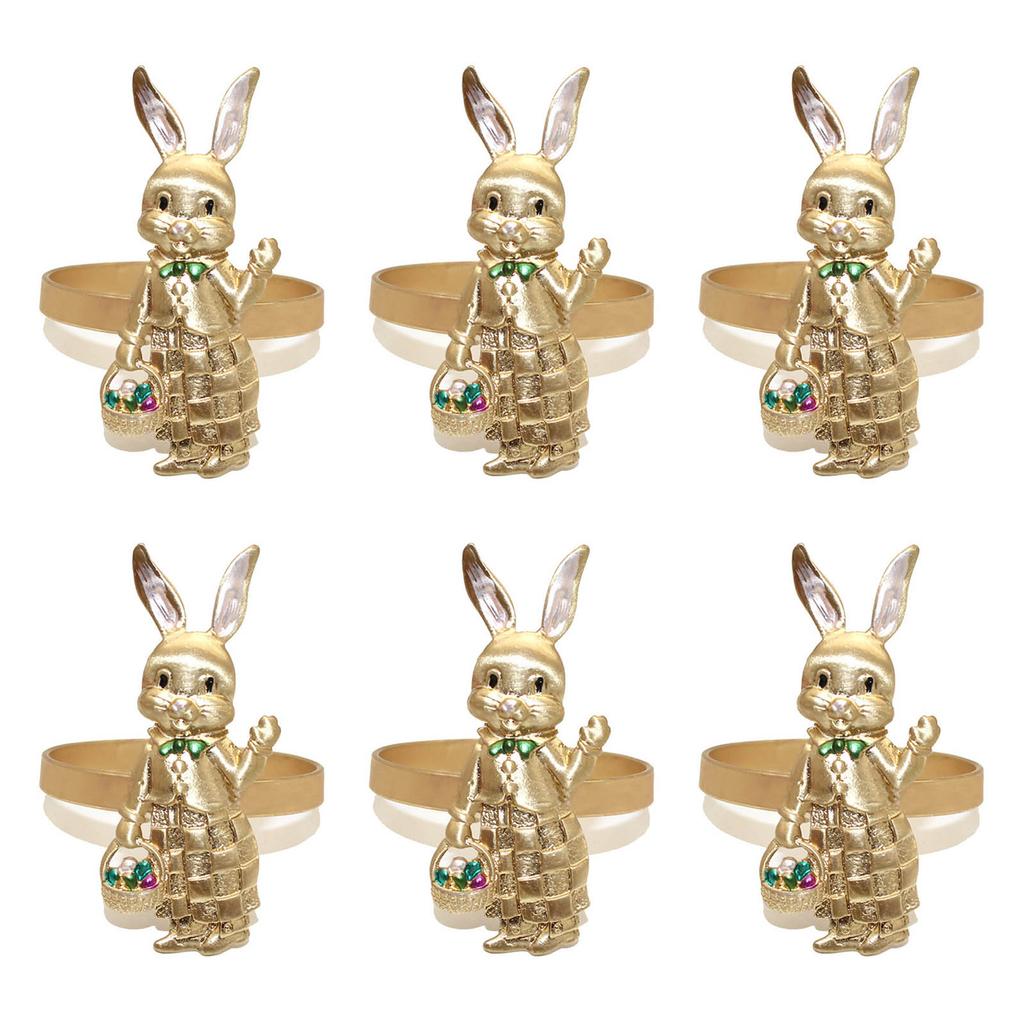 Set Of 6 Lovely Rabbit Napkin Rings Buckles Distinctive Easter Rabbit Napkin Rings For Stylish Table Decorations