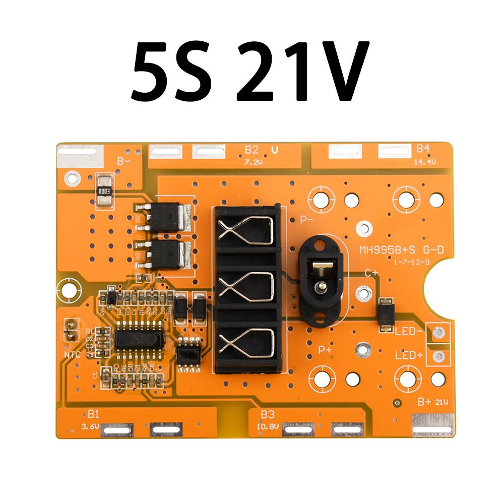 Плата заряда BMS 5S 20A 21V 18650 Li-ion аккумулятора с защитой от перегрева NTC и разъемом DC 5S BMS PCM Для электроинструментов