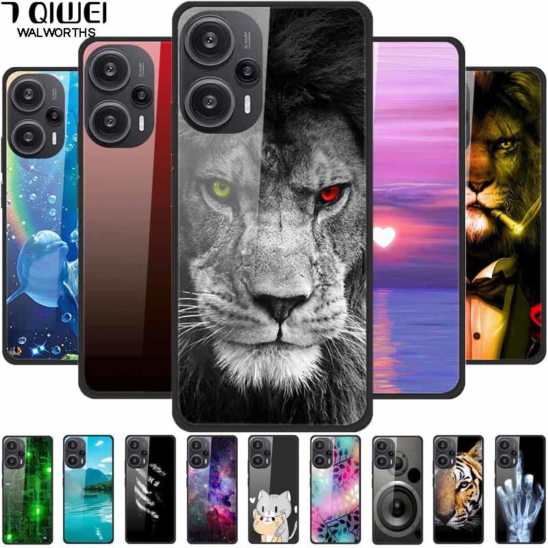 For Xiaomi Poco F5 5G F5Pro Case Luxury Tempered Glass Soft Bumper Phone Cover for POCO F5 Pro 2023 Fundas on PocoF5 Painted
