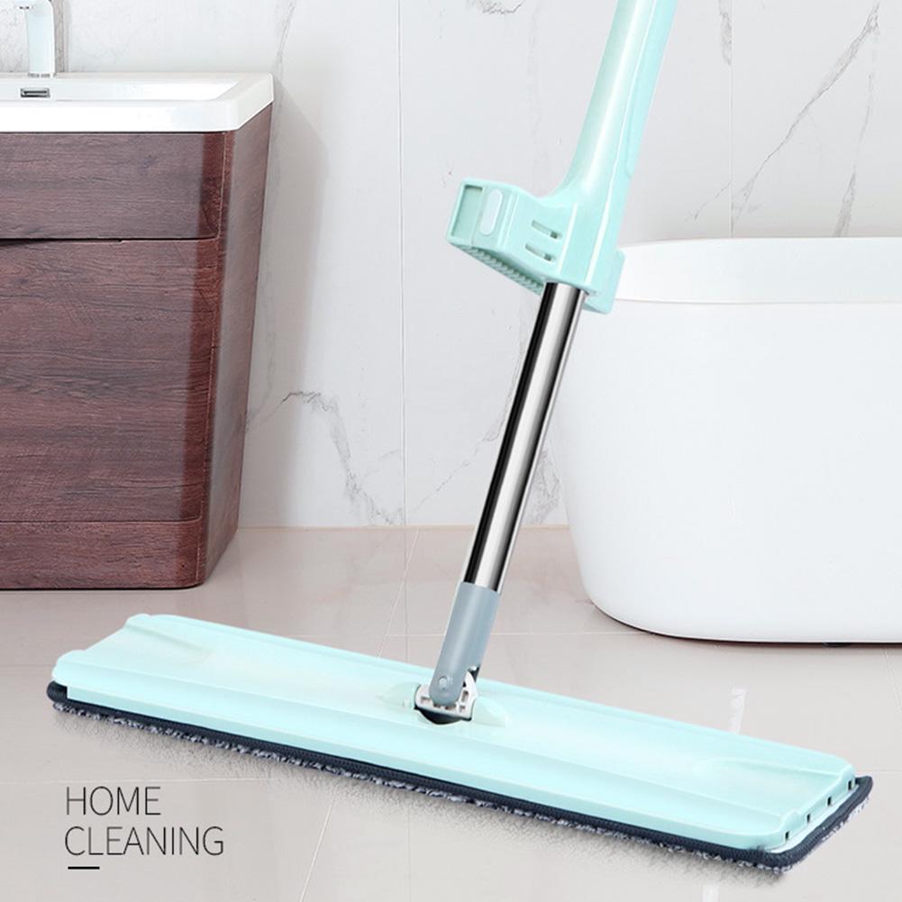 Flat Floor Mop Steel Handle Free Hand 360°Spin Microfiber Mop Dry Wet Kitchen Clean