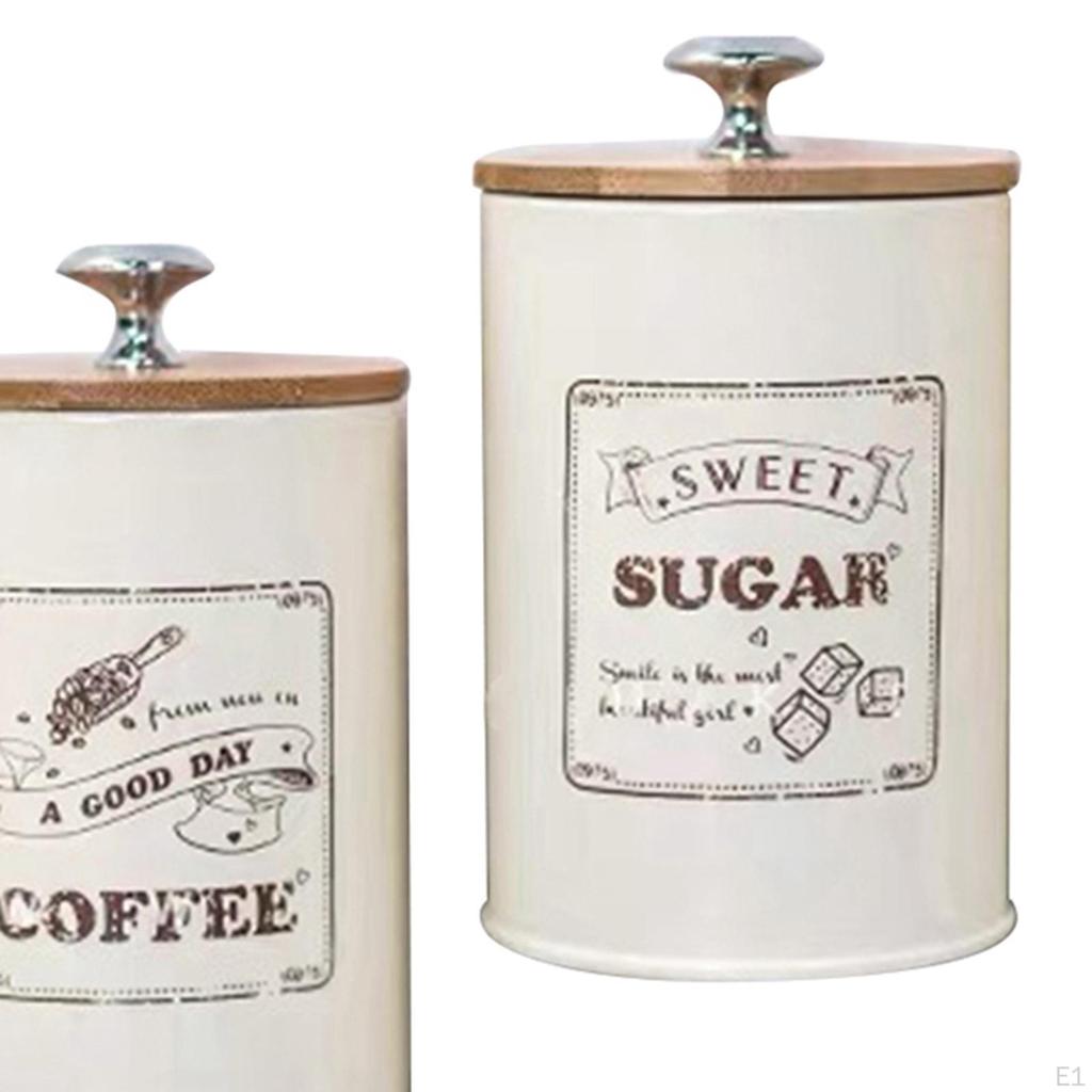 3x and Sugar Canister Kitchen Storage Pot Jar Metal Container