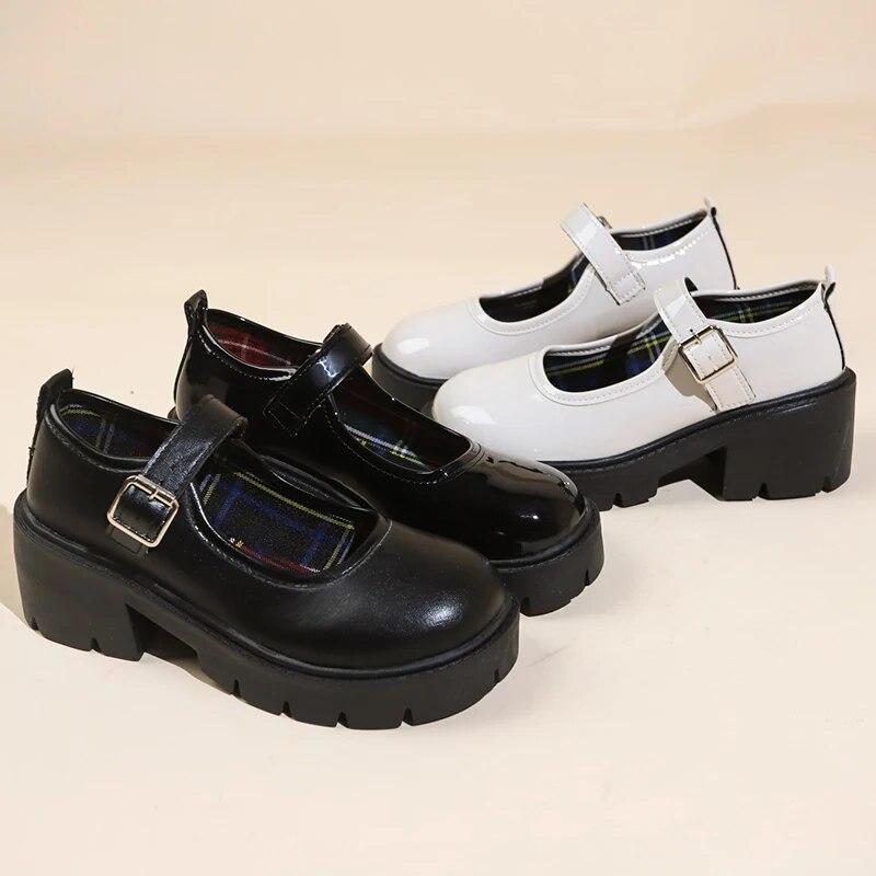 Классическая женская обувь Мэри Джейн, туфли-оксфорды на высоком каблуке с пряжкой и ремешком, женские туфли-оксфорды с круглым носком, однотонные туфли-лодочки на платформе, большие размеры, Zapatos