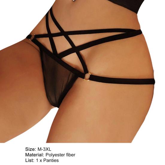 Черные прозрачные многослойные трусы-стринги с Т-образной спинкой и заниженной талией для медового месяца