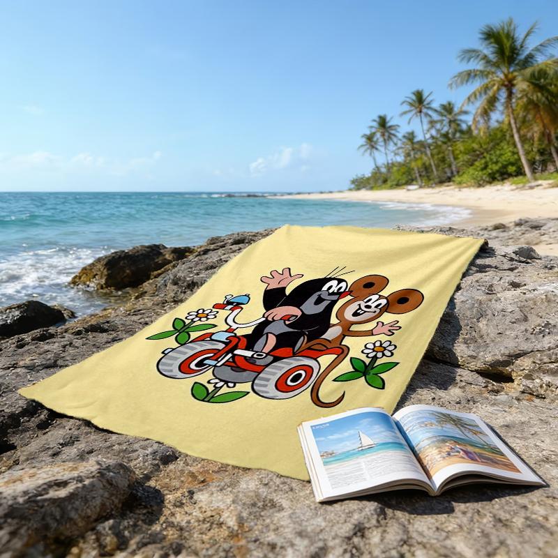 Ultra-Soft Beach Towel with Krtek Theme,Ideal for Pool - Camping, Diving - Perfect Travel Essential, Vibrant Beach Towel.