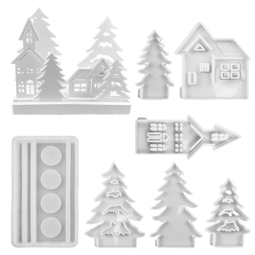 Силиконовые формы в форме домика, форма для подсвечника, литые формы ручной работы, формы для мыла своими руками, формы для деревьев для праздничных украшений