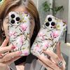 Чехол для телефона с узором ветки розовой магнолии для серий iPhone 17 16 15 14 13 12 11 16E Pro Max Plus Двухслойная защита