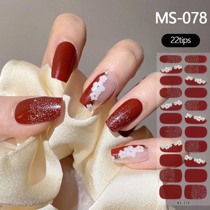 Milky Jelly White Full Cover Nail Stickers Fashion Gradient Adhesive Heart Nail Polish Wraps Women DIY Manicure
