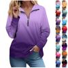 Long Sleeve Zipper Shirts For Women Gradient Printing Graphic Tees Blouses Casual Tops Pullover