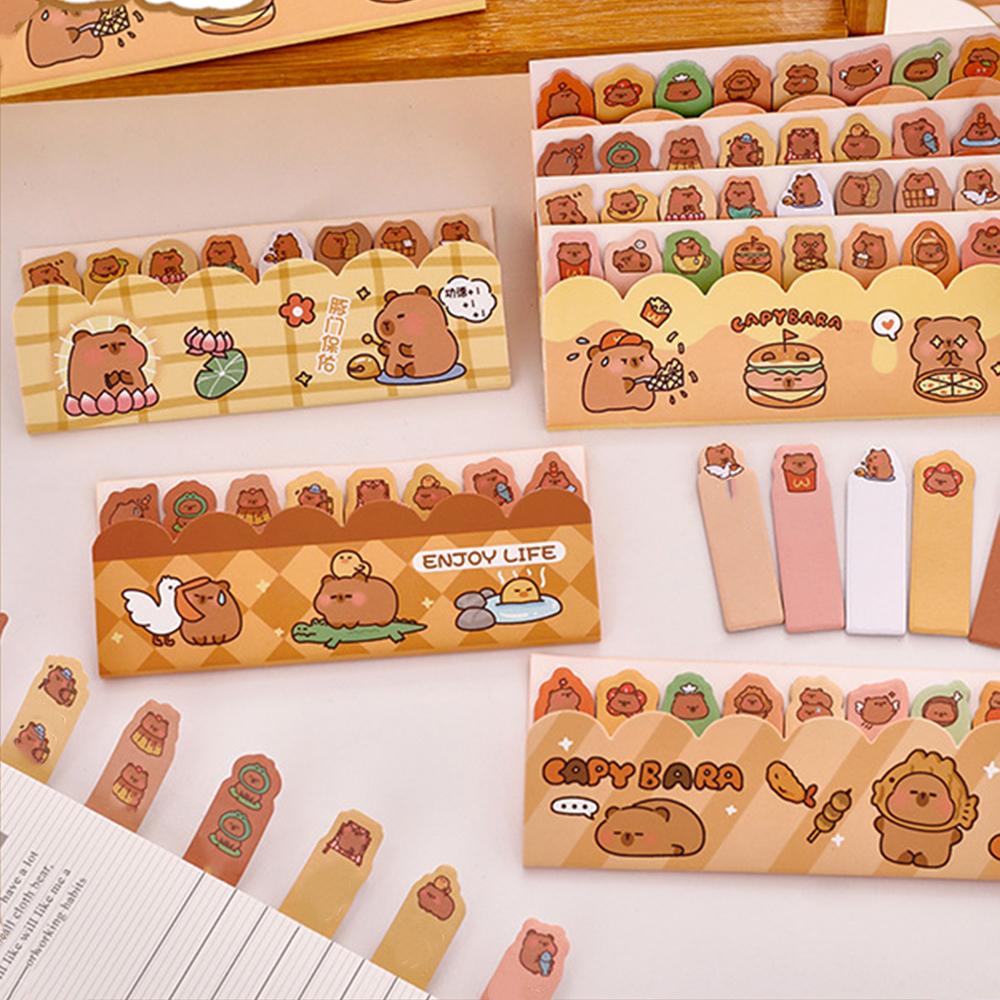 1 Piece Kawaii Stationery Kapibala Cartoon Marker Memo Pad Capybara Bookmark Flags Index Tab Sticky Notes Stickers