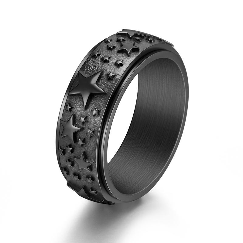 Original New Product Fashion Trend Titanium Steel Pentagonal Star Rotating Ring