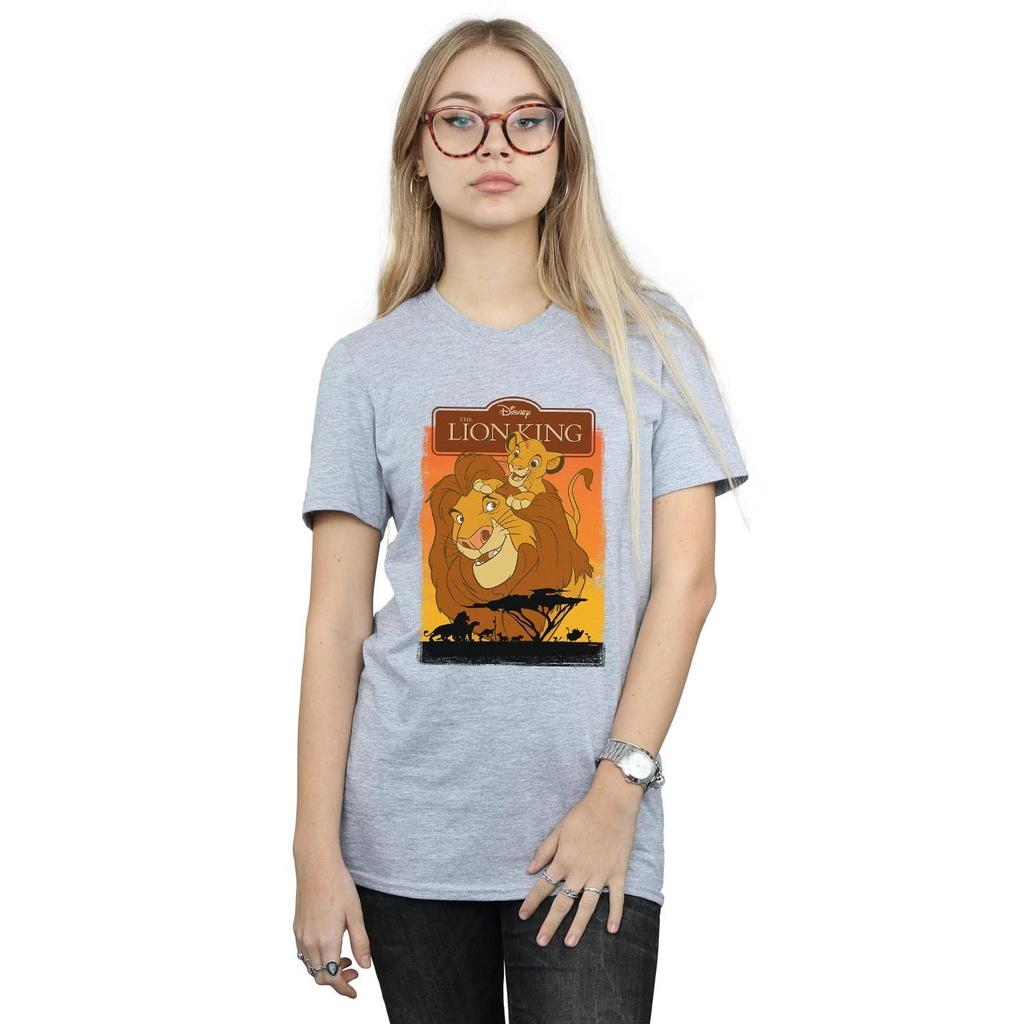 Disney Womens/Ladies The Lion King Simba And Mufasa Cotton Boyfriend T-Shirt