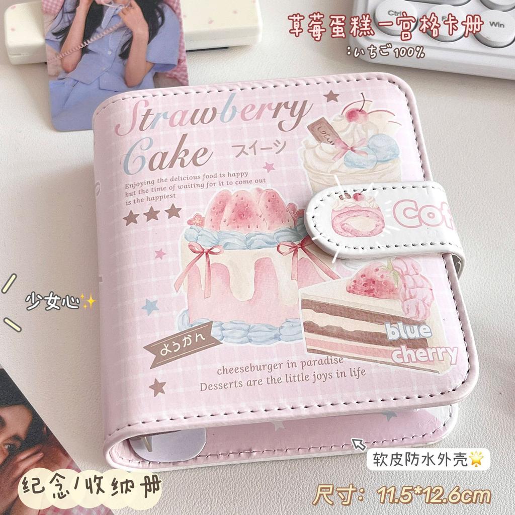 Leather 1-Grid Card Binder, Cute INS Style Portable Magnetic Kpop Photo Album for Students