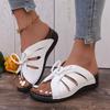 2024 Summer Women's Wedges Sandals Elegant Bow Open Toe Sandals Women Vintage Hollow Slippers Casual Platform Roman Female Shoes