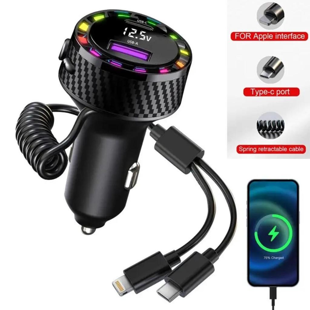 7-Color RGB Car Charger with LED Voltage Display, Dual 3.1A USB Fast Charging for All Vehicles