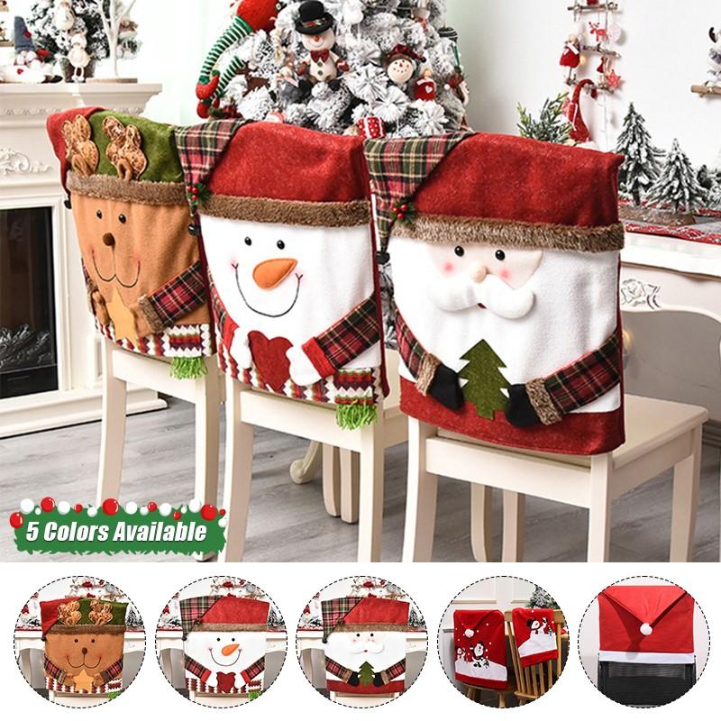 1 шт. рождественские украшения 2023, Рождественский чехол на стул, Санта-Клаус, снеговик, рукав для стула, фестиваль, домашний декор, украшение