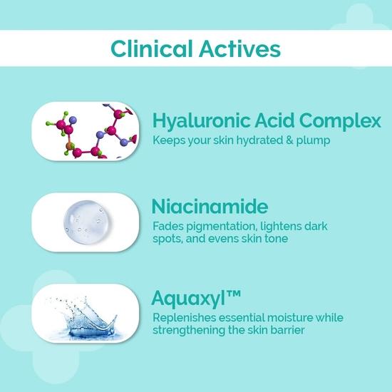 Derma Co 2% ниацинамид, увлажняющий, сияющий, увлажняющий, для всех типов кожи, со средней степенью покрытия, с SPF 30 Pa++, обогащенный 1% комплексом гиалуроновой кислоты