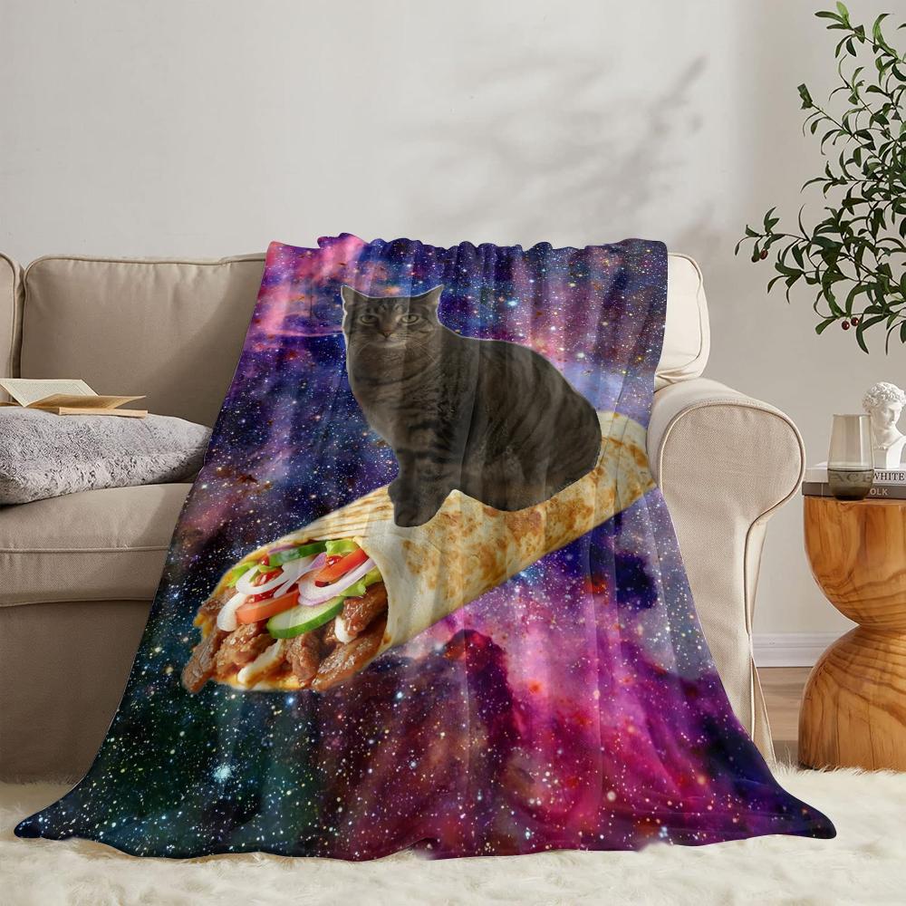 GUOYU Blanket Internet Meowl Cat Owl Meme Throw Soft Flannel Throw Summer Blanket Lightweight Cozy Nap Blanket for Sofa Bed Travel