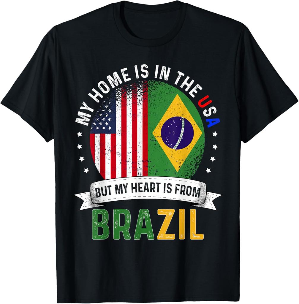 My Home in USA But Heart from Brazil T-Shirt