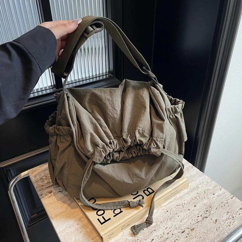 Женская сумка из нейлона на молнии, повседневная, простая, через плечо, универсальная, дорожная сумка, однотонная, мягкая