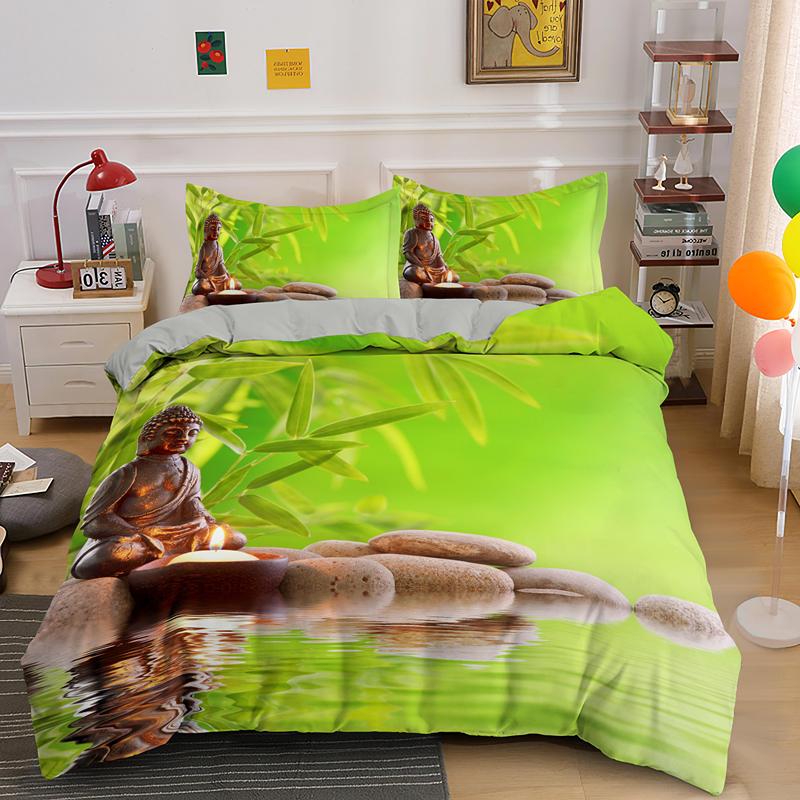 Комплект пододеяльника Будда Кинг/Квин Комплект постельного белья для мальчиков, подростков, взрослых Постельные принадлежности Пододеяльник Наволочка Полиэстер Покрывало для одеяла