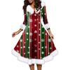 Женское модное повседневное платье с v-образным вырезом и рождественским принтом для вечеринки с длинными рукавами