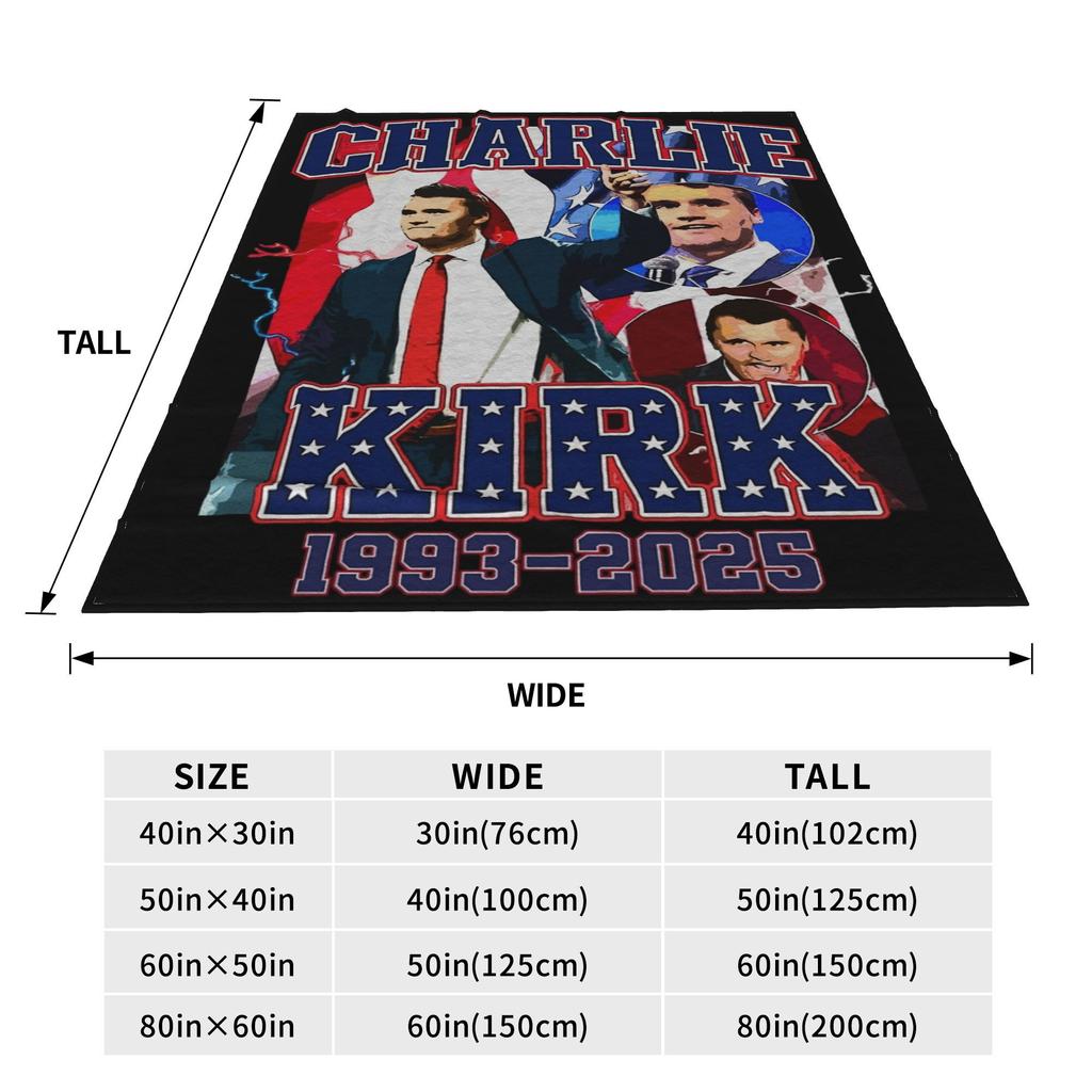 Charlie Kirk 1993 2025 A true Patriot Blanket Multiple Sizes Super Soft Cozy Throw Blankets for Sofa Couch and Bed