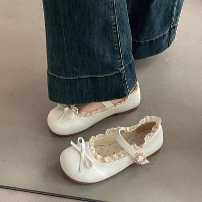 Модная женская обувь Модные милые туфли Мэри Джейн с бантом для женщин на лето 2025 года, Новая повседневная удобная обувь на плоской подошве с мелким вырезом