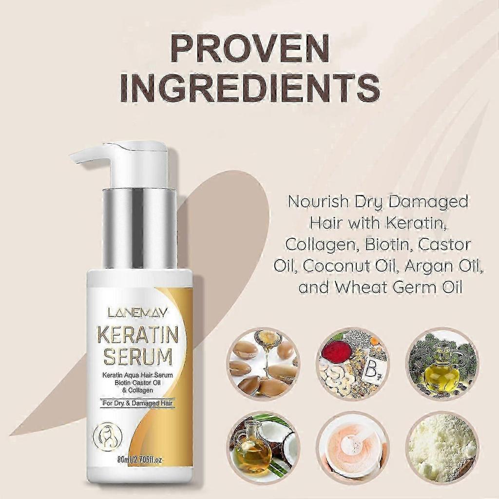 Keratin Infused Hair Serum - Anti-Frizz and Heat Protection for Damaged Hair, Adds Shine and Repair
