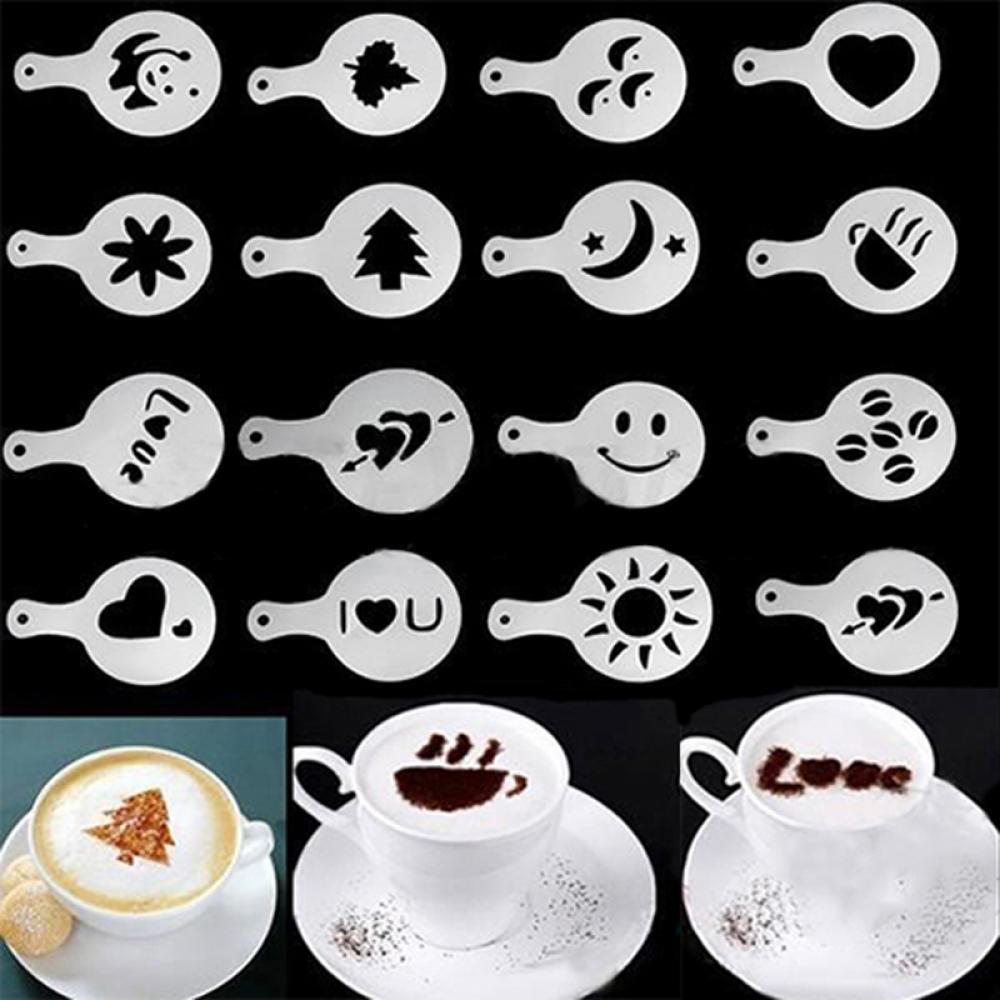 16pcs Funny Mold Latte Cappuccino Foam Tool Decorating Coffee Art Stencils