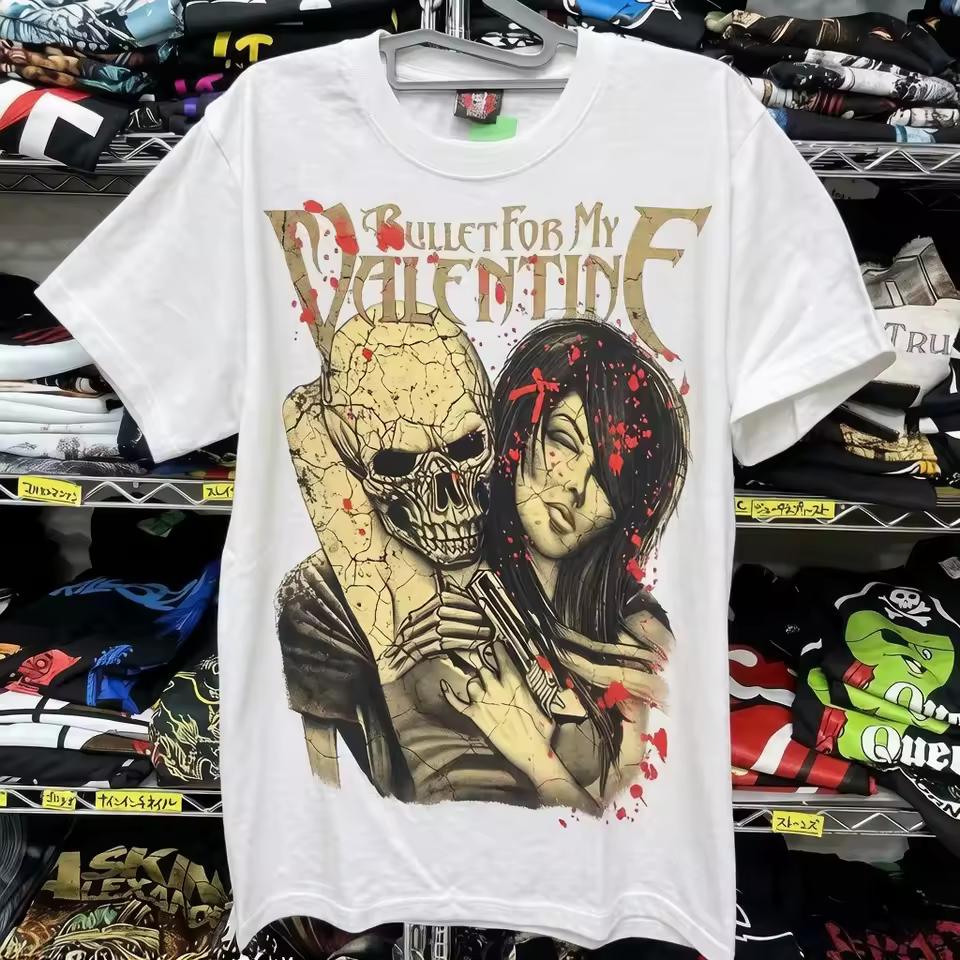 Reprint Bullet for My Valentine Band Graphic T shirt Black Tee Shirt Unisex Men Women Summer Luxury Clothes Men Y2k Clothes Man