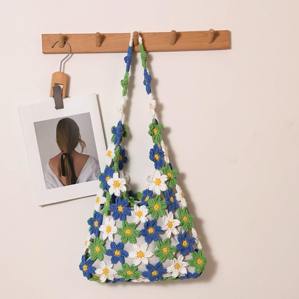 Eco-Friendly Cotton Hand-Knitted Hobo Bag Cotton Yarn Shoulder Bag Picnic Aesthetic Gear