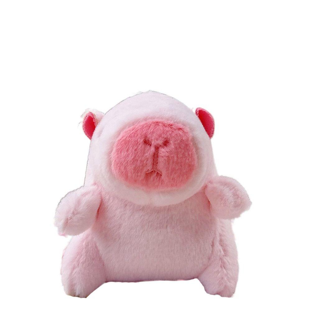 Pink Plush Capybara Doll Toy Stuffed Animals Keychain Pendant Car Ornament Bag Decoration Cartoon Capybara Doll Birthday Gift