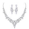 Fashion Alloy Rhinestone Faux Pearl Necklace Earrings Women Bride Jewelry Set