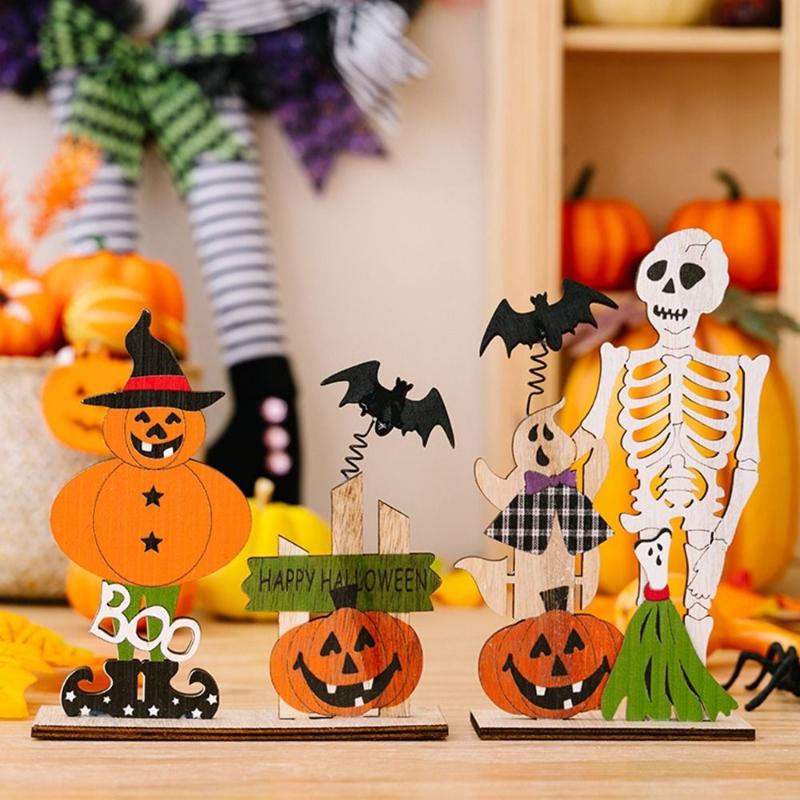 Intriguing Human Skeleton Pumpkin Man Unique Desktop Decorations for Halloween Parties Atmospheric Props Creative DIY Holiday