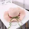 Wide Brim Beachside Sun Hat Fishing Cap Summer Beach Hat Portable Flower Lafite Straw Hat  Outdoor