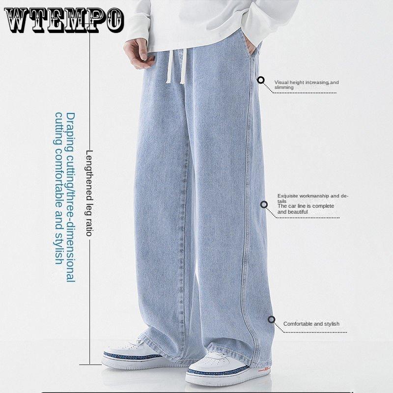 Мужские джинсы, летние новые тонкие прямые брюки, свободные брюки с широкими штанинами, повседневные длинные брюки