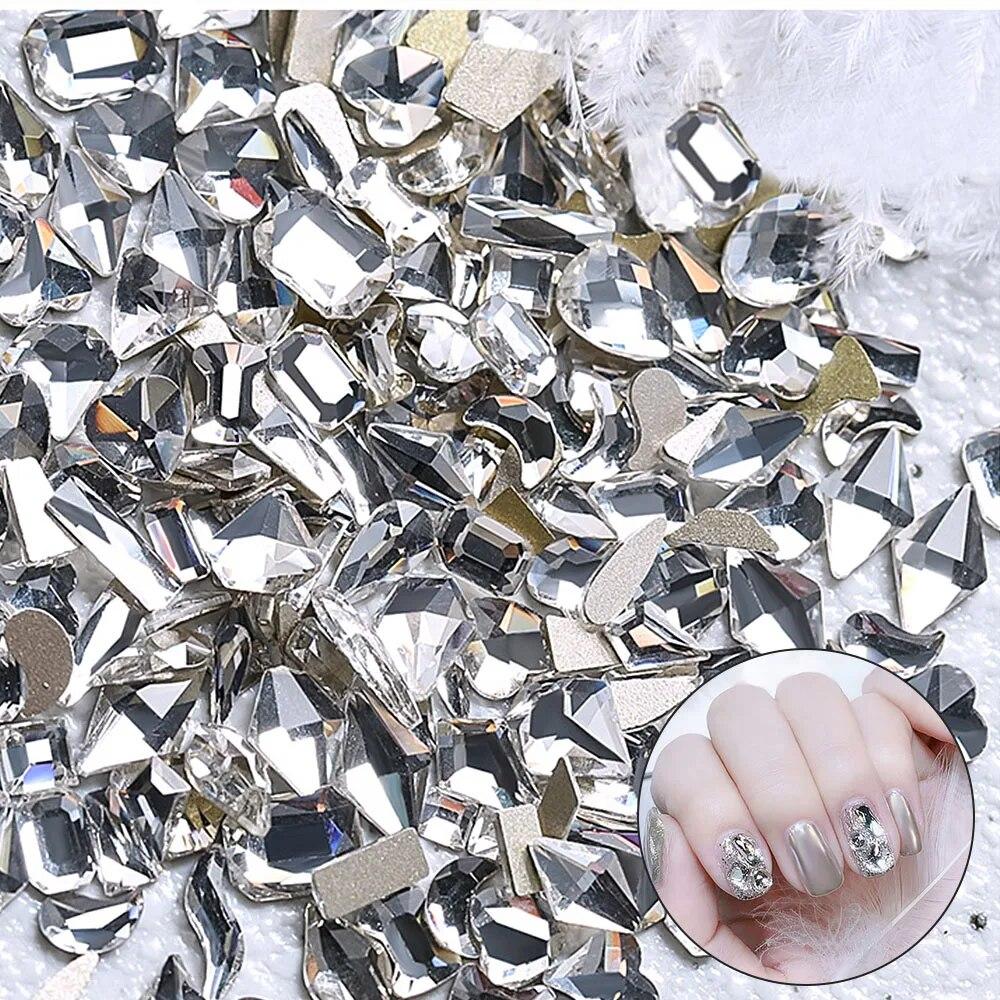 100 шт. смешанные кристаллы AB для дизайна ногтей, стразы с плоской задней поверхностью, стеклянные камни для ногтей, драгоценные камни для 3D ногтей, украшения для маникюра «сделай сам»