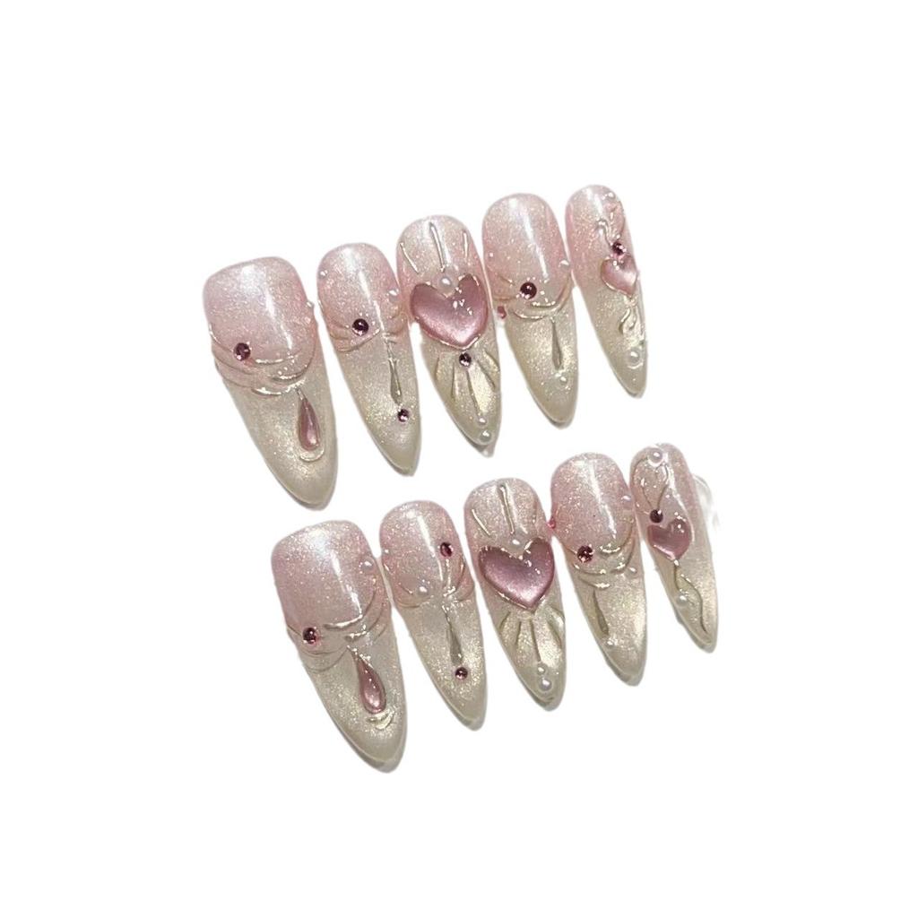 Sailor Moon Manicure Wearing Armor Highlight Cat Eyes Love Gradient French Removable Fake Nail Patch