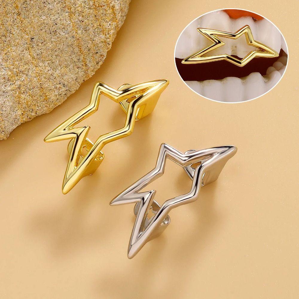 Медные Дентал Грилзы Хип-хоп Панк Зубные Украшения Мода Пентаграмма Зубные Накладки Мужские Женские