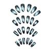 24Pcs Christmas Snowflake False Nails with Black Mysterious Design for Party and Holiday Use